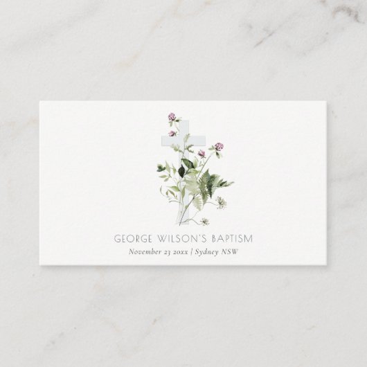 Carte De Placement Élégant Fleur sauvage croisé violet Baptême floral (Devant)