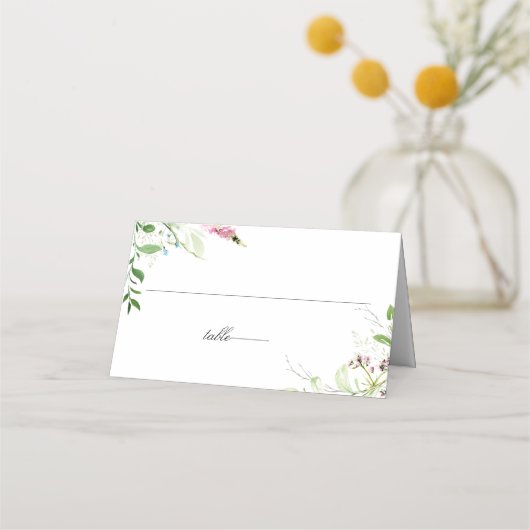 Carte De Placement Élégant Fleur sauvage Mariage botanique floral (Devant)