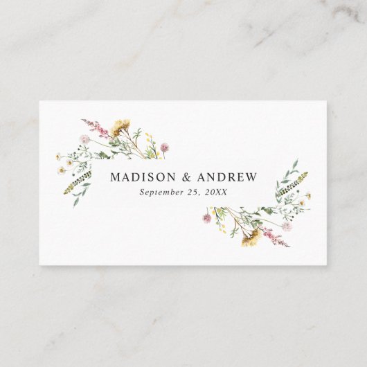 Carte De Placement Élégant Fleur sauvage Meadow Mariage (Dos)