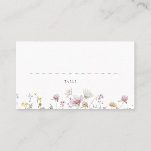 Carte De Placement Élégant Fleur sauvage Pastel Soft Mariage botaniqu (Devant)