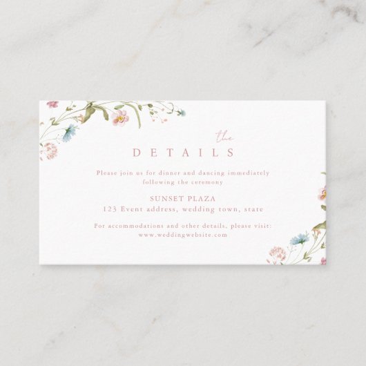 Carte De Placement Elégant Fleur sauvage Rustic Boho Détails du Maria (Devant)