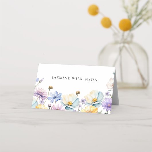 Carte De Placement Élégant Fleur sauvage simple mariage (Devant)