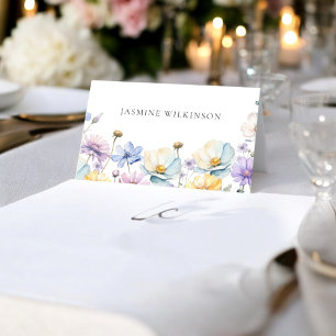 Carte De Placement Élégant Fleur sauvage simple mariage