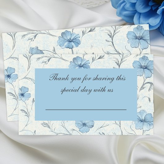 Carte De Placement Elégant Floral Dusty Bleu Pays Jardin Mariage