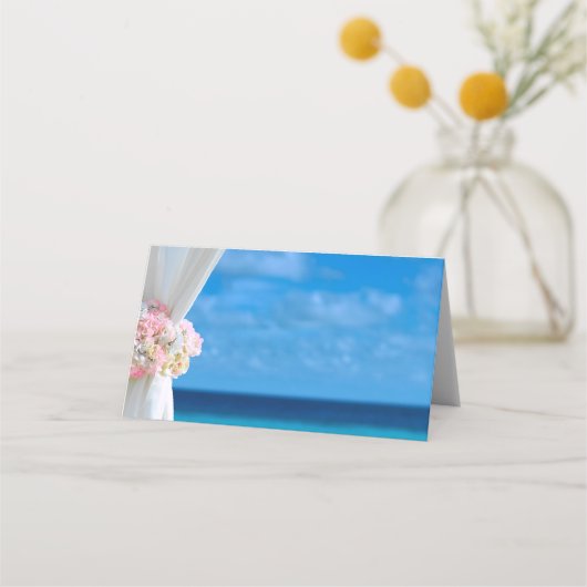 Carte De Placement Elégant Floral Summer Ocean Beach Mariage (Devant)
