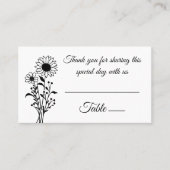 Carte De Placement Élégant floral tournesol noir blanc Mariage (Devant)