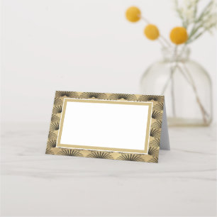 Carte De Placement Elegant Gold Colored Black Art Deco Fan Wedding