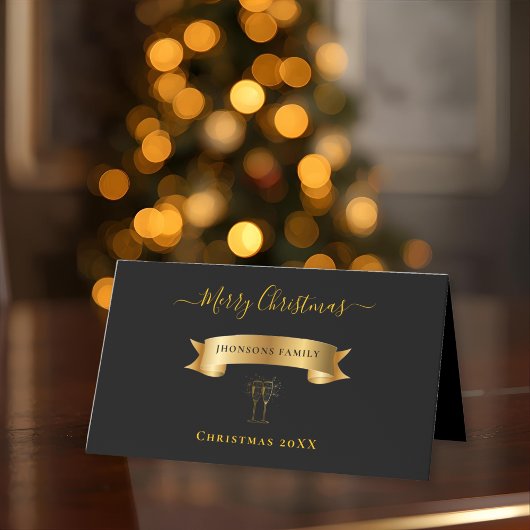Carte De Placement Elegant Gold Merry Christmas Personalized