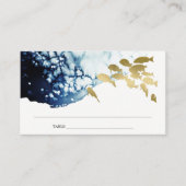 CARTE DE PLACEMENT ELÉGANT GOLD NAVY SOUS L'EAU MARIAGE POISSON DE ME (Devant)