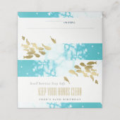 Carte De Placement Elégant Gold Turquoise Poisson sous-marin N'import (Extérieur déplié)