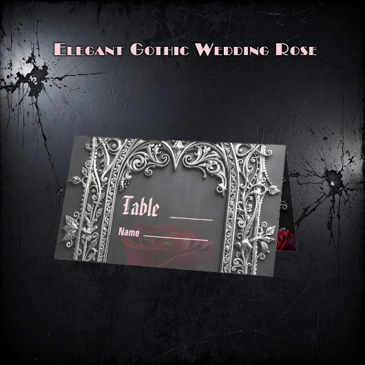 Carte De Placement Elegant Gothic Wedding Rose Frame