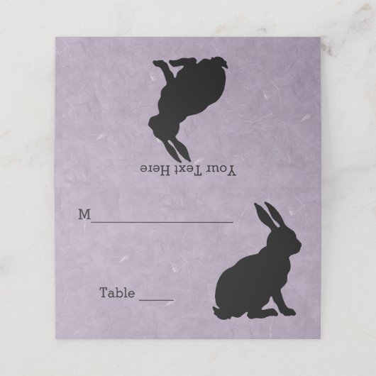 Carte De Placement Elégant lapin assis en noir Silhouette violet (Extérieur déplié)