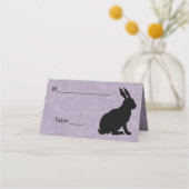 Carte De Placement Elégant lapin assis en noir Silhouette violet (Devant)