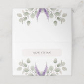Carte De Placement Élégant Lavande Eucalyptus Nom des Feuilles (Extérieur déplié)