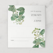 CARTE DE PLACEMENT ÉLÉGANT LEAFY FOLIAGE VERTE COULEUR D'EAU FLORALE (Extérieur déplié)