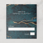 Carte De Placement Élégant Mariage Aqua Agate Turquoise (Extérieur déplié)