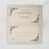 Carte De Placement Élégant Mariage beige beige orné (Extérieur déplié)
