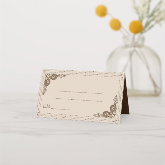Carte De Placement Élégant Mariage beige beige orné (Devant)