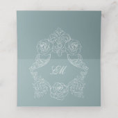Carte De Placement Elégant Mariage bleu Dusty (Intérieur déplié)