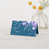 Carte De Placement Elégant Mariage bleu et violet bleu Dusty (Dos)