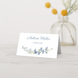 Carte De Placement Elégant Mariage bleu Floral Plaqué Carte Place