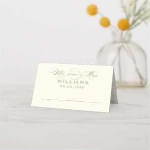 Carte De Placement Élégant Mariage Calligraphie Or Ivoire M. Mme