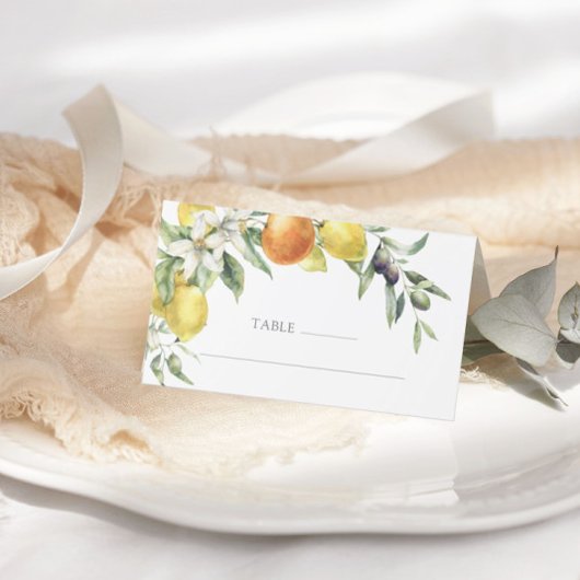 Carte De Placement Élégant Mariage Citrus Orange Lemon