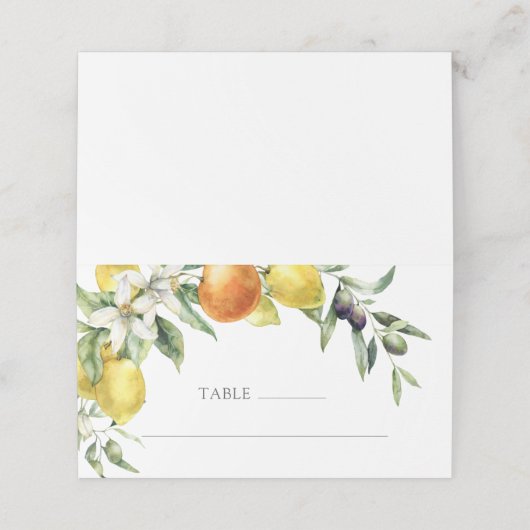 Carte De Placement Élégant Mariage Citrus Orange Lemon (Extérieur déplié)