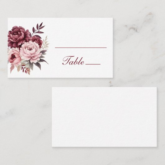 Carte De Placement Elégant Mariage d'aquarelle de pivoine florale (Devant / Derrière)