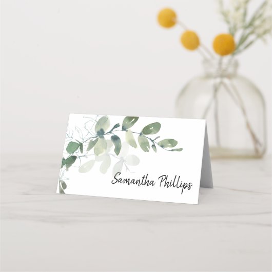 Carte De Placement Elégant Mariage d'aquarelle Eucalyptus (Devant)