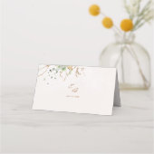 Carte De Placement Elégant Mariage d'aquarelle feuille or (Dos)