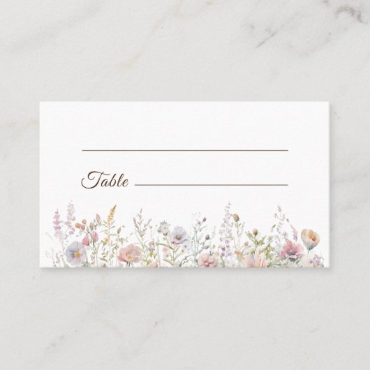 Carte De Placement Élégant Mariage d'aquarelle florale Fleur sauvage (Devant)