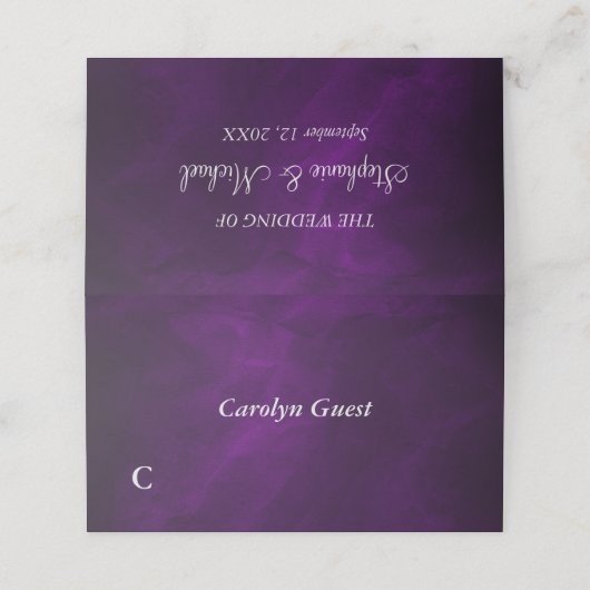 Carte De Placement Élégant Mariage d'argent violet Édition 1 (Extérieur déplié)