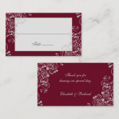Carte De Placement Élégant Mariage de Bourgogne Swirl (Devant / Derrière)
