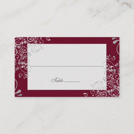 Carte De Placement Élégant Mariage de Bourgogne Swirl (Devant)