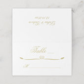 Carte De Placement Élégant Mariage de coeur blanc et or (Extérieur déplié)