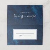 Carte De Placement Elégant Mariage de couleur bleu marine (Extérieur déplié)