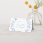 Carte De Placement Élégant Mariage de couronne bleu bleu floral class (Devant)
