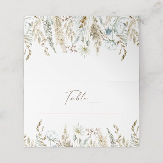 Carte De Placement Elégant Mariage de feuillage séché à l'aquarelle (Extérieur déplié)