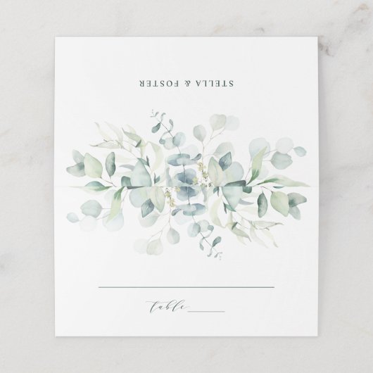 Carte De Placement Élégant Mariage de feuillage vert (Extérieur déplié)