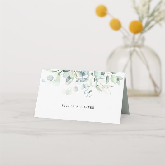 Carte De Placement Élégant Mariage de feuillage vert (Dos)