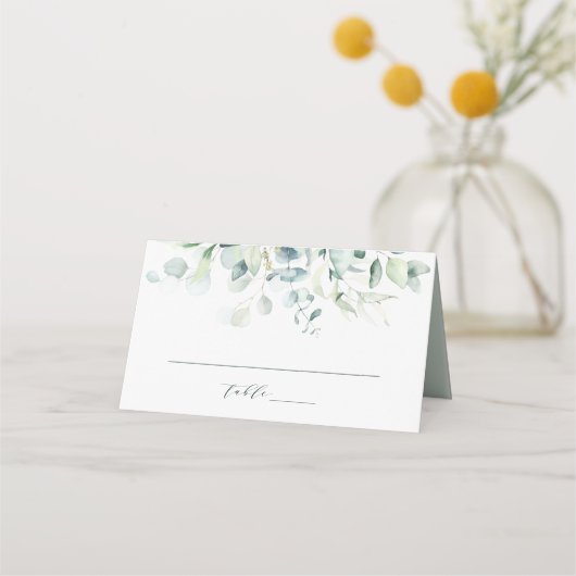 Carte De Placement Élégant Mariage de feuillage vert (Devant)