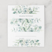 Carte De Placement Elégant Mariage de feuillage vert aquarelle (Extérieur déplié)