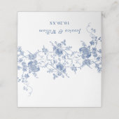 Carte De Placement Élégant Mariage de Floral Bleu Victorien Français (Extérieur déplié)