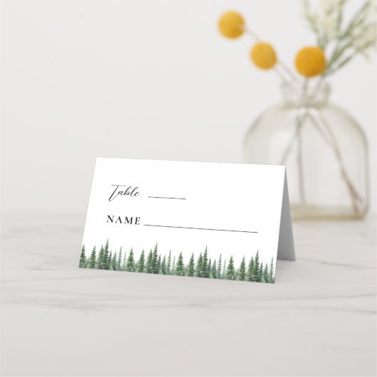 Carte De Placement Élégant Mariage de Forêt d'hiver Plié Carte Place (Devant)