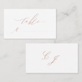 Carte De Placement Élégant Mariage de script de monogramme Rose blanc (Devant / Derrière)