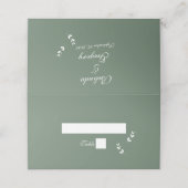 Carte De Placement Élégant Mariage de script en vert d'olive Sage for (Extérieur déplié)