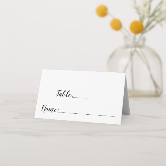 Carte De Placement Élégant Mariage de script noir Numéro de table Siè (Devant)