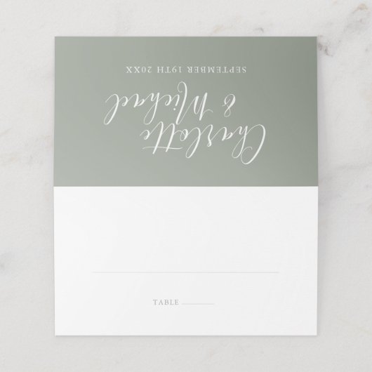 Carte De Placement Élégant Mariage de signature Silver Sage (Extérieur déplié)