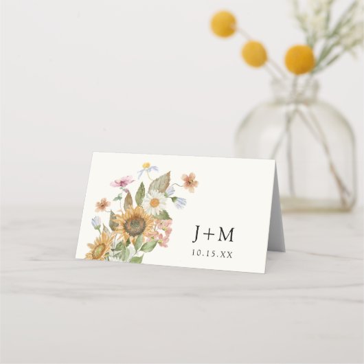 Carte De Placement Élégant Mariage de tournesol (Dos)